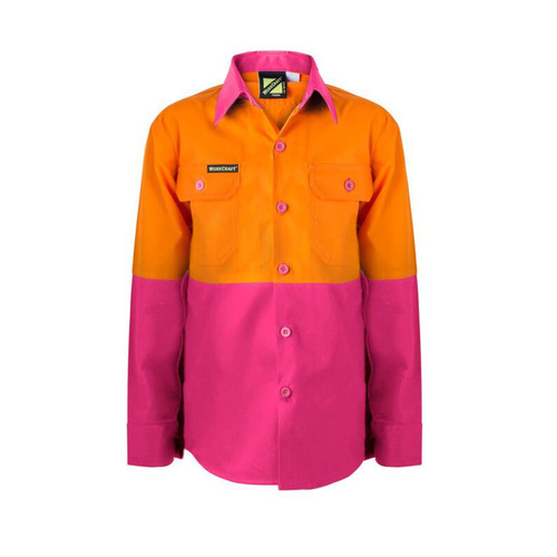 WORKWEAR, SAFETY & CORPORATE CLOTHING SPECIALISTS KIDS Two Tone Hi Vis Long Sleeve Shirt