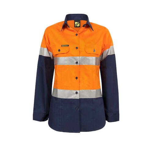 WORKWEAR, SAFETY & CORPORATE CLOTHING SPECIALISTS - LADIES Lightweight Hi Vis 2 Tone L/S VENTED shirt with 3M (#8910) tape