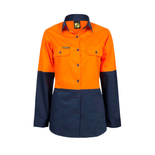 WORKWEAR, SAFETY & CORPORATE CLOTHING SPECIALISTS - LADIES Lightweight Hi Vis 2 Tone Long Sleeve VENTED shirt