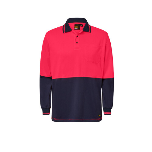 WORKWEAR, SAFETY & CORPORATE CLOTHING SPECIALISTS - Hi Vis Two Tone Long Sleeve Polo with pocket