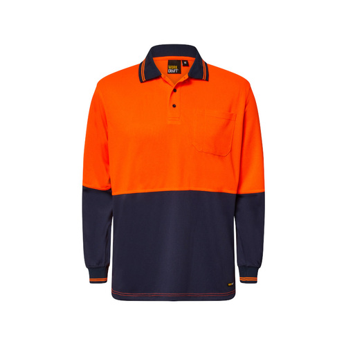 WORKWEAR, SAFETY & CORPORATE CLOTHING SPECIALISTS Hi Vis Two Tone Long Sleeve Polo with pocket