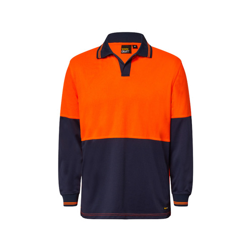 WORKWEAR, SAFETY & CORPORATE CLOTHING SPECIALISTS - Hi Vis Two Tone Laundry Polo, Long Sleeve with no pockets or buttons