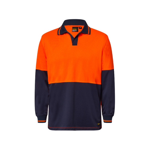 WORKWEAR, SAFETY & CORPORATE CLOTHING SPECIALISTS Hi Vis Two Tone Laundry Polo, Long Sleeve with no pockets or buttons