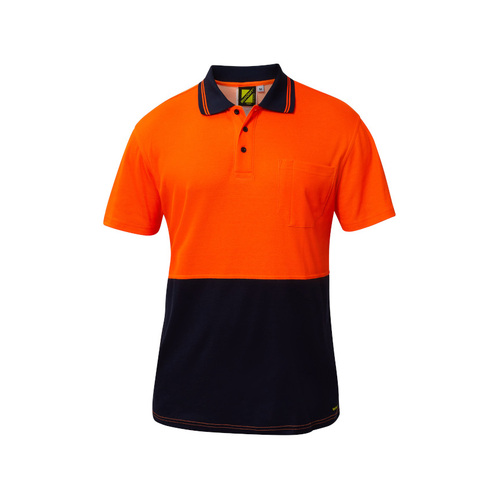 WORKWEAR, SAFETY & CORPORATE CLOTHING SPECIALISTS - Hi Vis Two Tone Short Sleeve Cotton Back Polo with pocket