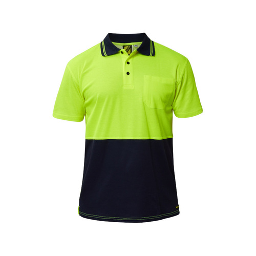 WORKWEAR, SAFETY & CORPORATE CLOTHING SPECIALISTS Hi Vis Two Tone Short Sleeve Cotton Back Polo with pocket