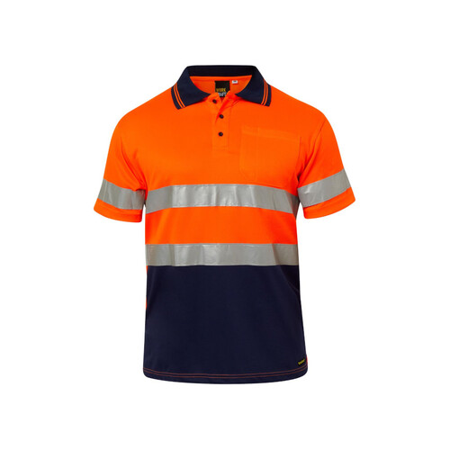 WORKWEAR, SAFETY & CORPORATE CLOTHING SPECIALISTS - Workcraft - Hi Vis Two Tone Short Sleeve Micromesh Polo with Pocket and CSR Reflective Tape