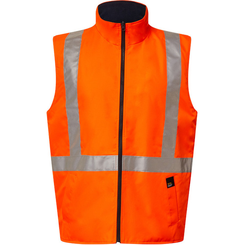 WORKWEAR, SAFETY & CORPORATE CLOTHING SPECIALISTS NSW RAIL Hi Vis Reversible Fleece Reflective Vest With X Pattern Tape