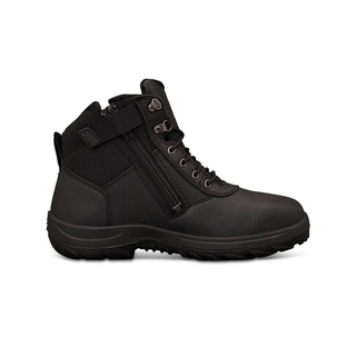 WORKWEAR, SAFETY & CORPORATE CLOTHING SPECIALISTS WB 26 - 140mm Lace Up Zip Side Work Boot - Black-Black-8