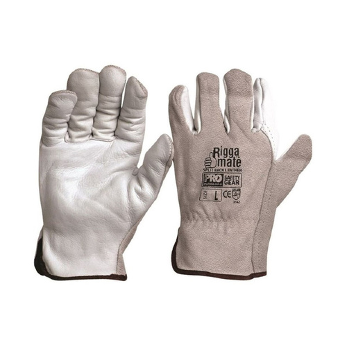 WORKWEAR, SAFETY & CORPORATE CLOTHING SPECIALISTS Riggamate Natural Cowgrain Palm / Split Back Gloves (MOQ 12)