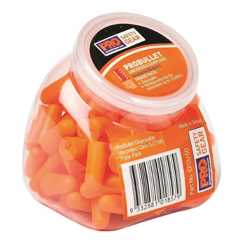WORKWEAR, SAFETY & CORPORATE CLOTHING SPECIALISTS - Probullet Disposable Uncorded Earplugs 50 Pack Uncorded