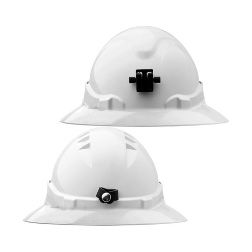 WORKWEAR, SAFETY & CORPORATE CLOTHING SPECIALISTS - V6 Hard Hat Unvented Full Brim with Lamp Bracket and Ratchet Harness - White