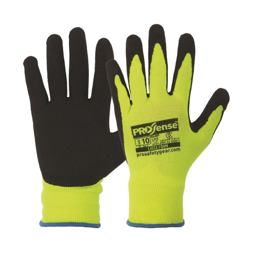 WORKWEAR, SAFETY & CORPORATE CLOTHING SPECIALISTS - Prosense LFN Hi-Vis Yellow Latex Foam Gloves