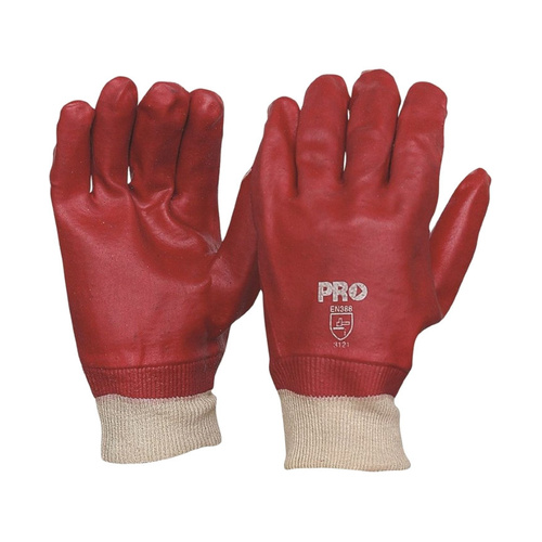 WORKWEAR, SAFETY & CORPORATE CLOTHING SPECIALISTS - 27cm Red PVC / Knit Wrist Gloves Large