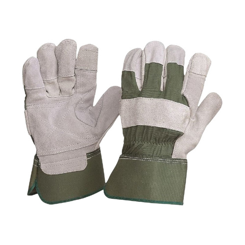 WORKWEAR, SAFETY & CORPORATE CLOTHING SPECIALISTS - Green Cotton / Leather Gloves