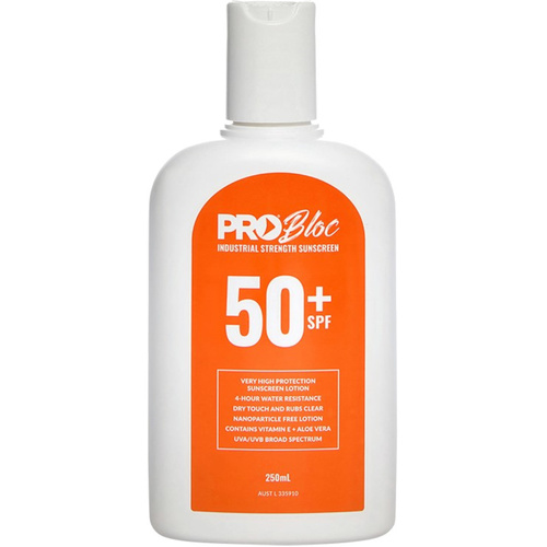 WORKWEAR, SAFETY & CORPORATE CLOTHING SPECIALISTS - PROBLOC SPF 50 + Sunscreen 250mL Squeeze Bottle