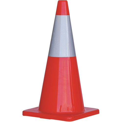 WORKWEAR, SAFETY & CORPORATE CLOTHING SPECIALISTS - Orange PVC Traffic Cone / Reflective Tape 700mm
