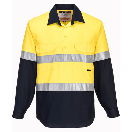 WORKWEAR, SAFETY & CORPORATE CLOTHING SPECIALISTS Hi-Vis Two Tone Regular Weight Long Sleeve Closed Front Shirt with Tape (Old WWNC1001AC)