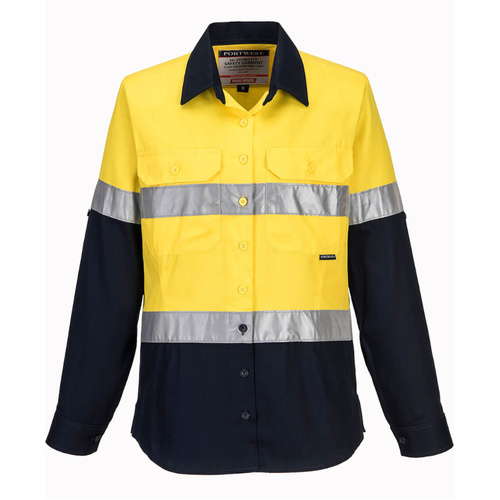 WORKWEAR, SAFETY & CORPORATE CLOTHING SPECIALISTS Ladies Two Tone Regular Weight Long Sleeve Shirt with Tape (Old LWS1008A)