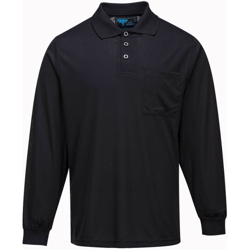 WORKWEAR, SAFETY & CORPORATE CLOTHING SPECIALISTS Long Sleeve Solid Colour Micro Mesh Polo (Old WW103)