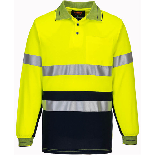 WORKWEAR, SAFETY & CORPORATE CLOTHING SPECIALISTS Long Sleeve Cotton Comfort Two-Tone Polo with Tape (Old HV313)