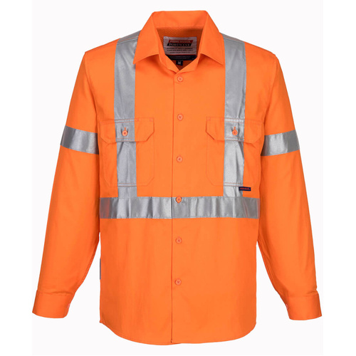 WORKWEAR, SAFETY & CORPORATE CLOTHING SPECIALISTS 100% Lightweight Cotton Long Sleeve Shirt with Cross Back Tape (Old WWL3001X)