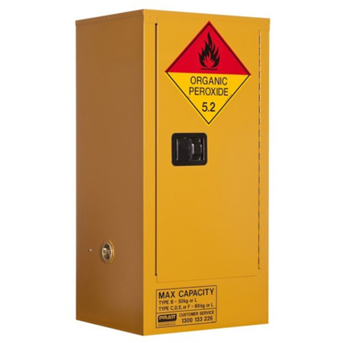 WORKWEAR, SAFETY & CORPORATE CLOTHING SPECIALISTS - ORGANIC PEROXIDE STORAGE CABINET: 60L - 1 DOOR - 2 SHELVES