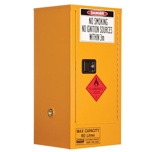 WORKWEAR, SAFETY & CORPORATE CLOTHING SPECIALISTS - FLAMMABLE LIQUID STORAGE CABINET: 60L - 1 DOOR - 2 SHELVES