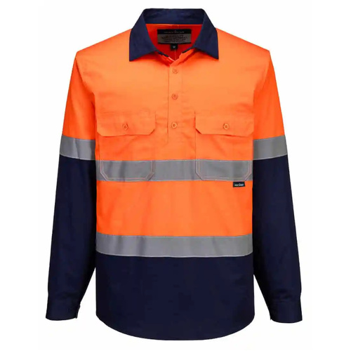 WORKWEAR, SAFETY & CORPORATE CLOTHING SPECIALISTS - Hi-Vis Contrast closed front shirt L/S