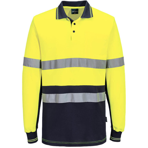 WORKWEAR, SAFETY & CORPORATE CLOTHING SPECIALISTS Hi-Vis Class D/N Cotton Comfort Contrast Polo Shirt L/S