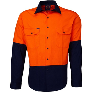 WORKWEAR, SAFETY & CORPORATE CLOTHING SPECIALISTS - Open Front 2 Tone Shirt - Long Sleeve