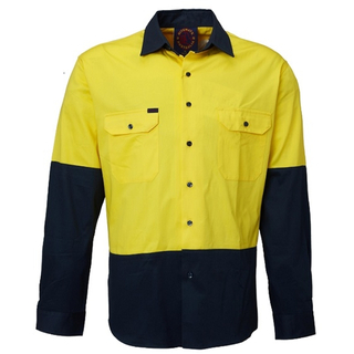 WORKWEAR, SAFETY & CORPORATE CLOTHING SPECIALISTS Open Front 2 Tone Shirt - Long Sleeve