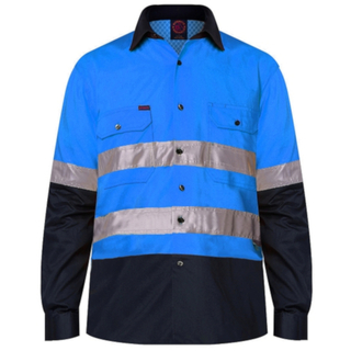 WORKWEAR, SAFETY & CORPORATE CLOTHING SPECIALISTS - 2 Tone Vented Light Weight Open Front S/S Shirt with 3M 8910 Reflective Tape