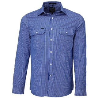 WORKWEAR, SAFETY & CORPORATE CLOTHING SPECIALISTS - Pilbara Men's Long Sleeve Shirt - Double Pockets - Small Check