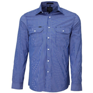 WORKWEAR, SAFETY & CORPORATE CLOTHING SPECIALISTS Pilbara Men's Long Sleeve Shirt - Double Pockets - Small Check