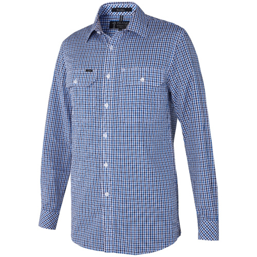 WORKWEAR, SAFETY & CORPORATE CLOTHING SPECIALISTS - Pilbara Mens Y/D Check, Dual Pocket, L/S Shirt