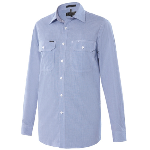 WORKWEAR, SAFETY & CORPORATE CLOTHING SPECIALISTS Pilbara Mens Y/D Check, Dual Pocket, L/S Shirt