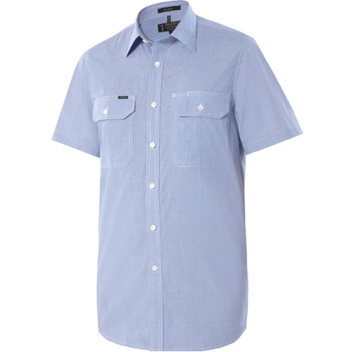 WORKWEAR, SAFETY & CORPORATE CLOTHING SPECIALISTS Pilbara Mens Y/D Check, Dual Pocket, S/S Shirt
