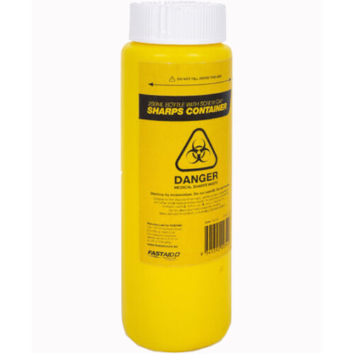 WORKWEAR, SAFETY & CORPORATE CLOTHING SPECIALISTS Sharps Container, Plastic, 250Ml, Yellow
