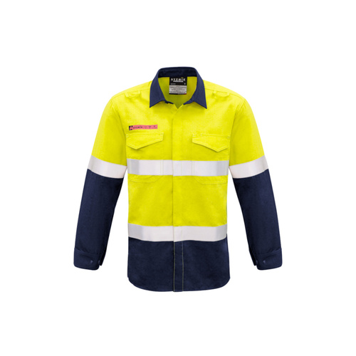 WORKWEAR, SAFETY & CORPORATE CLOTHING SPECIALISTS DISCONTINUED - Mens Red Flame Hi Vis Shirt - Hoop Taped