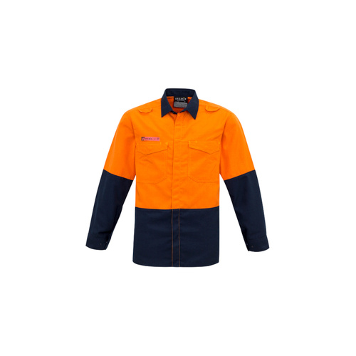 WORKWEAR, SAFETY & CORPORATE CLOTHING SPECIALISTS DISCONTINUED - Mens Red Flame Hi Vis Shirt