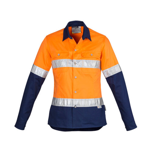 WORKWEAR, SAFETY & CORPORATE CLOTHING SPECIALISTS - Womens Hi Vis Industrial L/S Shirt - Hoop Taped