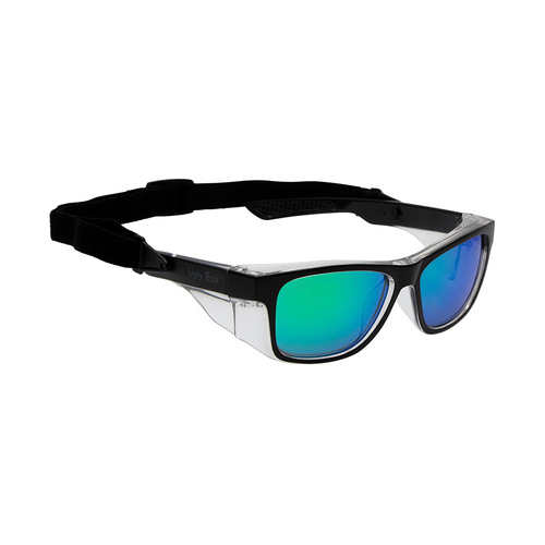 WORKWEAR, SAFETY & CORPORATE CLOTHING SPECIALISTS SPARKIE - Matt Black / Green Revo Safety Glasses