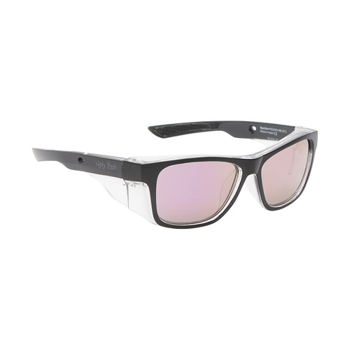 WORKWEAR, SAFETY & CORPORATE CLOTHING SPECIALISTS SPARKIE - Matt Black / Pink Revo Safety Glasses