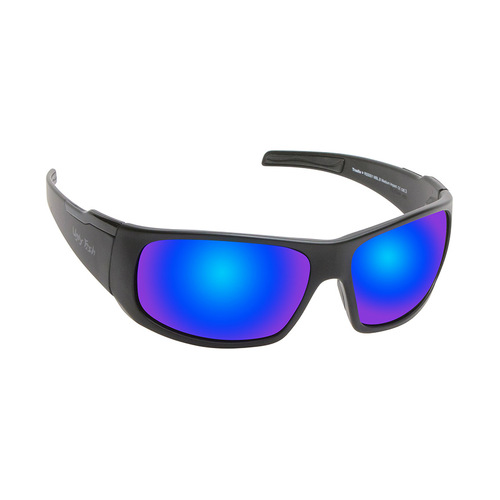 WORKWEAR, SAFETY & CORPORATE CLOTHING SPECIALISTS TRADIE - Matt Black Frame, Blue Revo Lens - Safety Sunglass