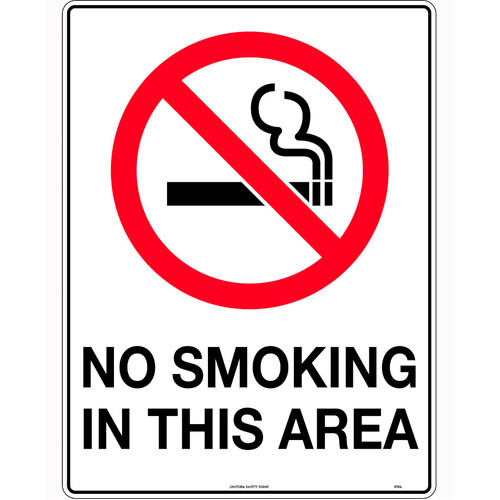 WORKWEAR, SAFETY & CORPORATE CLOTHING SPECIALISTS 450x200mm - Self Adhesive - No Smoking In This Area