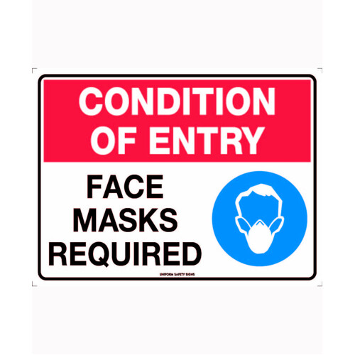 WORKWEAR, SAFETY & CORPORATE CLOTHING SPECIALISTS 300x225mm - Poly - Condition of Entry, Face Masks Required