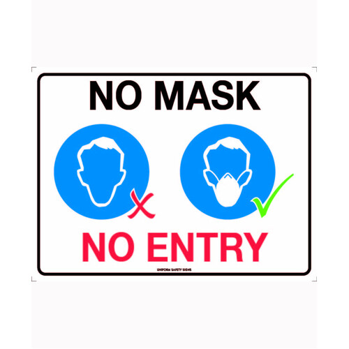 WORKWEAR, SAFETY & CORPORATE CLOTHING SPECIALISTS 300x225mm - Poly - No Mask, No Entry (with pictos)