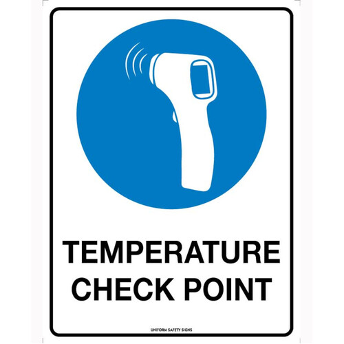 WORKWEAR, SAFETY & CORPORATE CLOTHING SPECIALISTS 300x225mm - Poly - Temperature Check Point (Thermometer picto only)