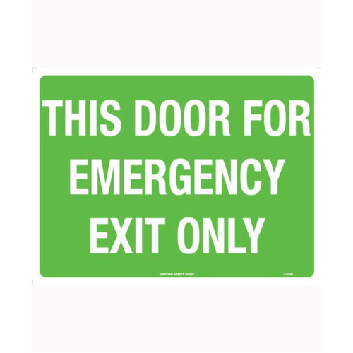 WORKWEAR, SAFETY & CORPORATE CLOTHING SPECIALISTS - 300x225mm - Poly - This Door For Emergency Exit Only