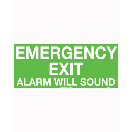 WORKWEAR, SAFETY & CORPORATE CLOTHING SPECIALISTS 450x200mm - Luminous - Self Adhesive - Emergency Exit Alarm Will Sound